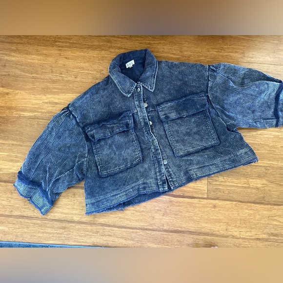 Maisie Vintage Style Navy Corduroy Cropped Trucker Jacket NWT - Picture 7 of 13